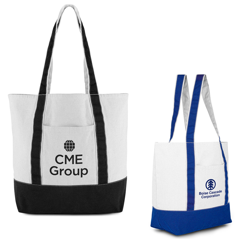 Alley Tote Bag - Fashioned from 280GSM conventional cotton. The fabric has a nice, heavy weight that screams durability! In addition to the spacious interior, the tote features a 6 1/4"w x 7"h front pocket.